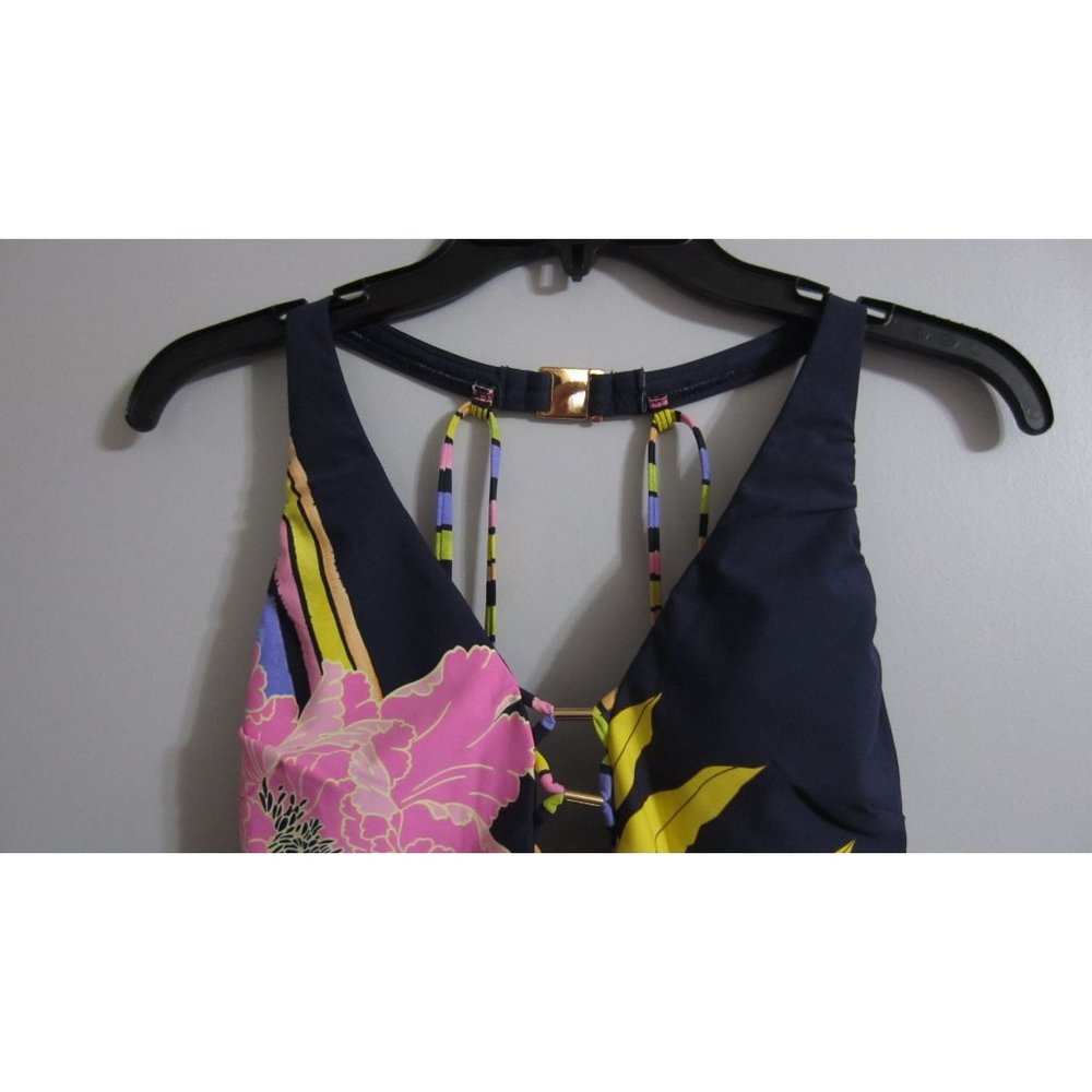 Trina Turk Navy Floral One-Piece Swimsuit with Pink & Yellow Accents - Picture 3 of 9
